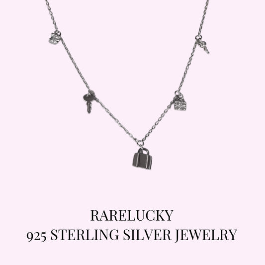 RareLucky Lock & Key Charm S925 Necklace