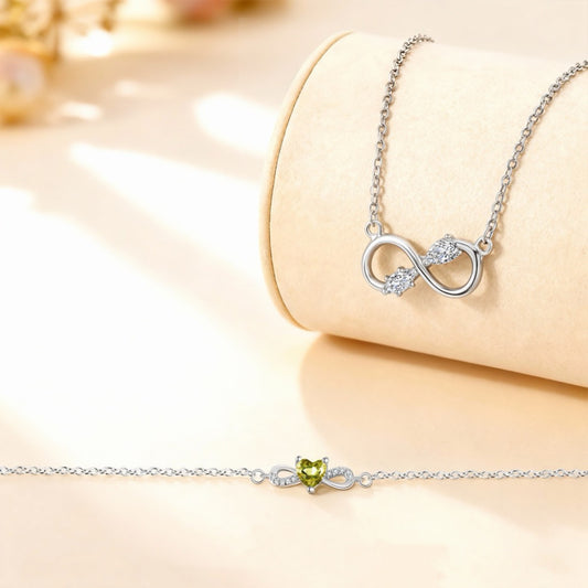 RareLucky Olive Heart Infinity S925 Bracelet
