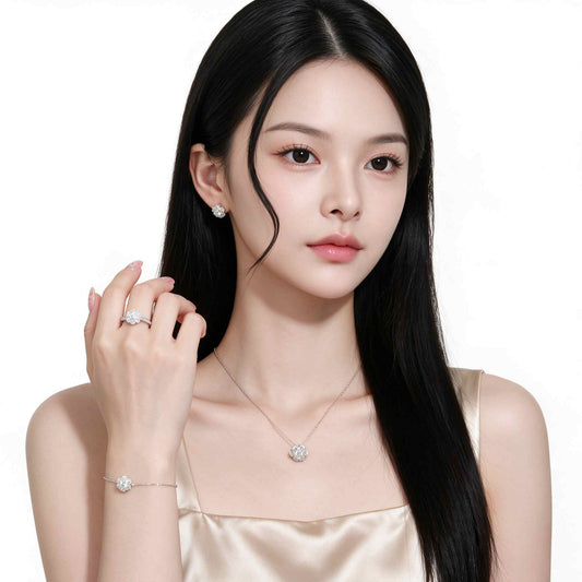 RareLucky Moissanite Blossom Jewelry Set
