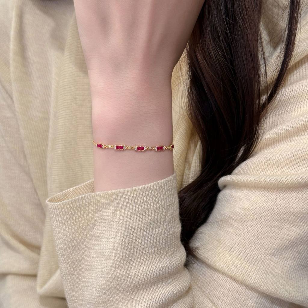 RareLucky Magenta Rectangle Station S925 Bracelet
