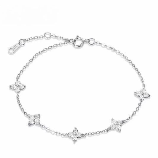 RareLucky Five Four-Leaf Clovers S925 Bracelet