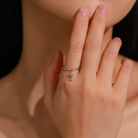 RareLucky Mini Fish Charm S925 Ring
