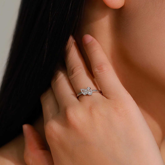 RareLucky Marquise Three-Stone Cluster S925 Ring