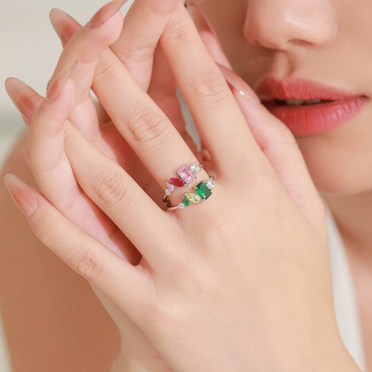 RareLucky Gradient Mixed-Cut Cluster S925 Ring