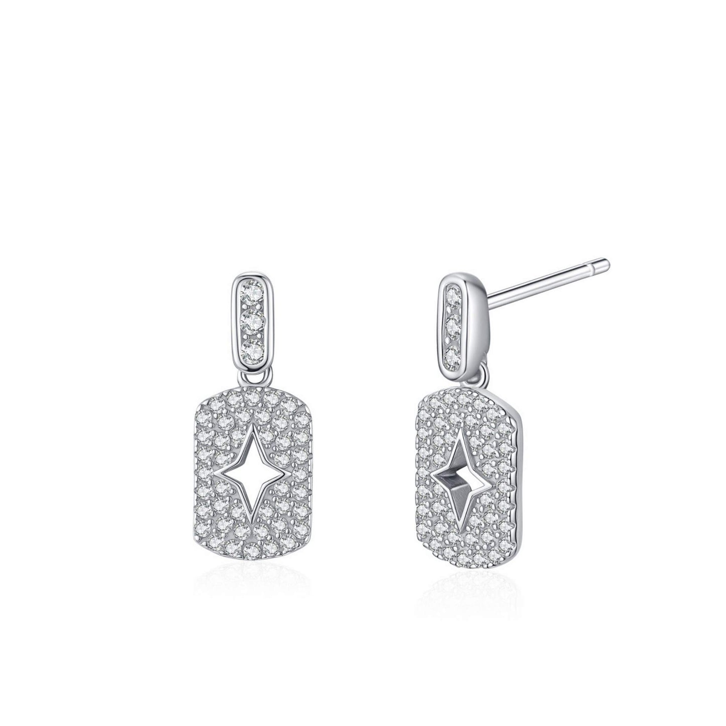 RareLucky Pavé Star Cutout Tag S925 Drop Earrings