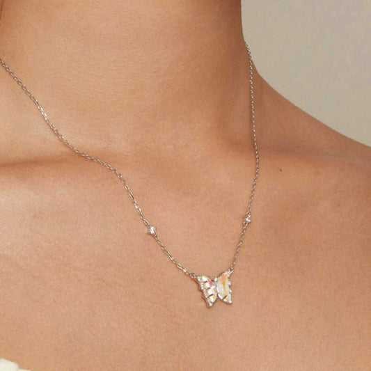 RareLucky Iridescent Butterfly Wing S925 Necklace