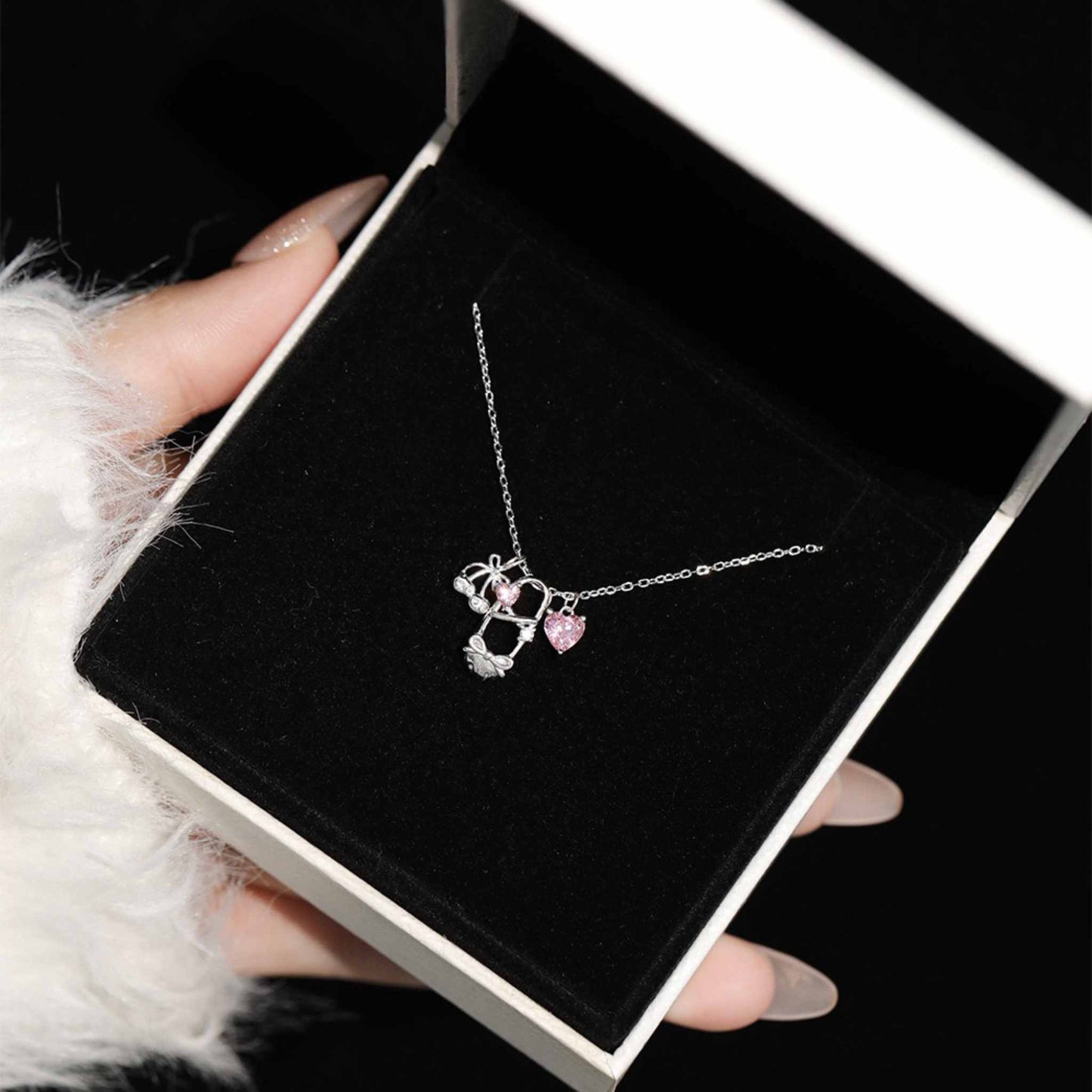 RareLucky Ballet Shoe & Cherry Heart S925 Necklace
