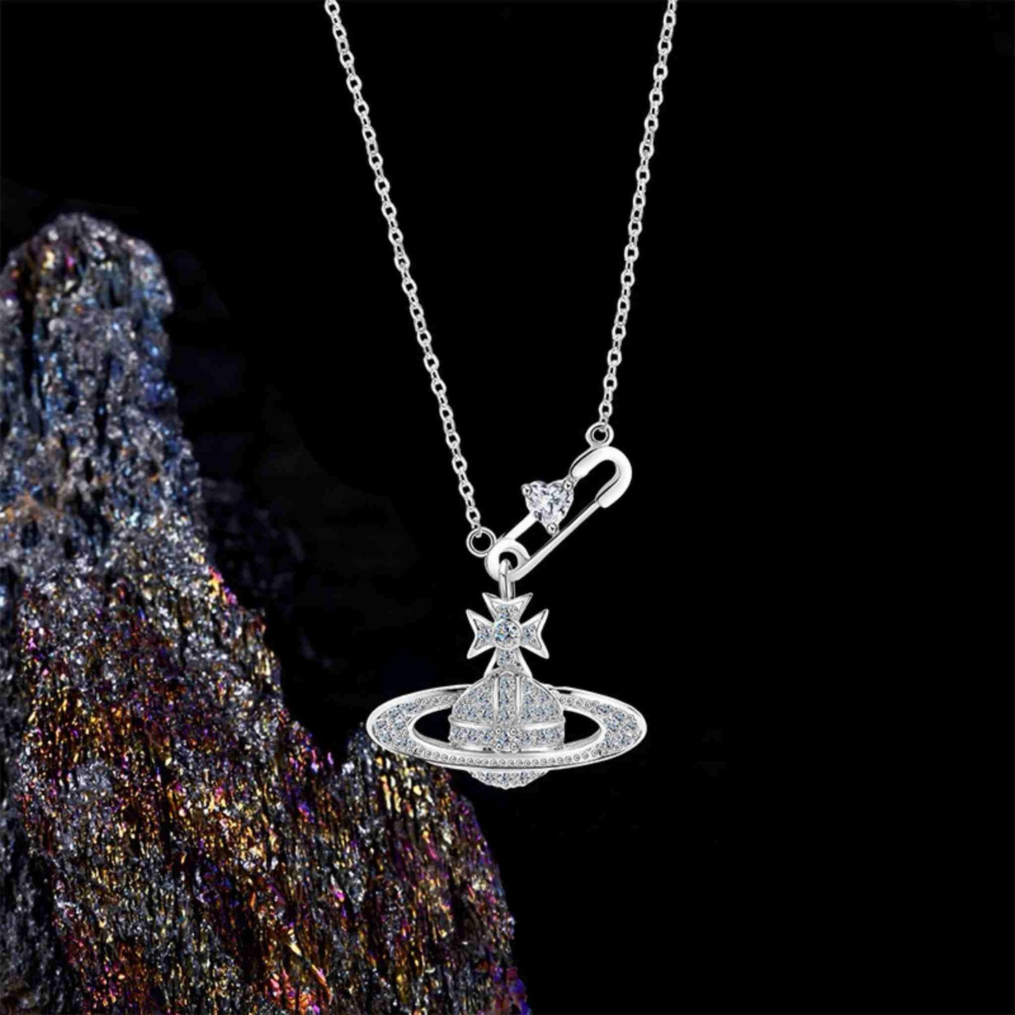 RareLucky Safety Pin Orb S925 Necklace