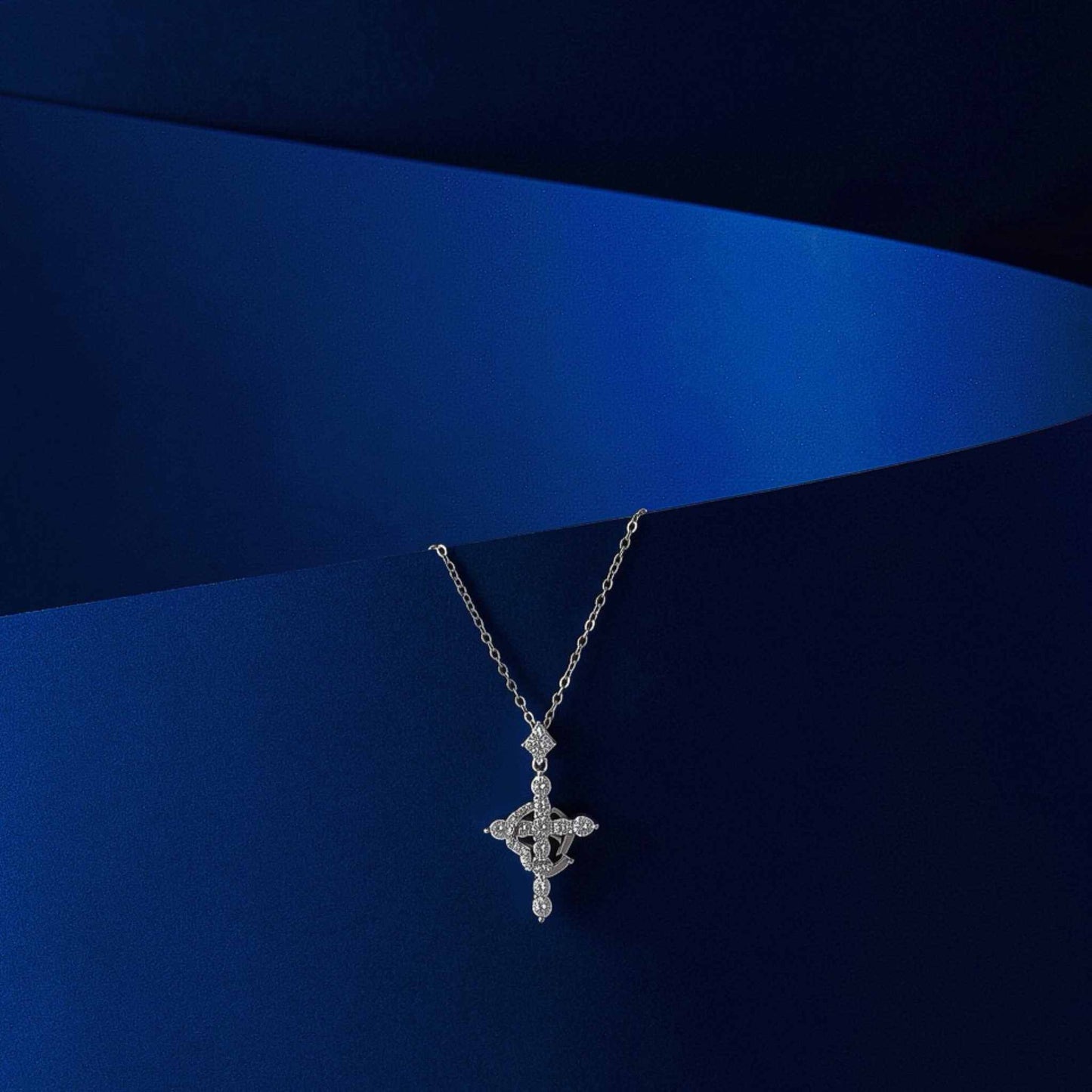 RareLucky Crowned Cross Moissanite Necklace