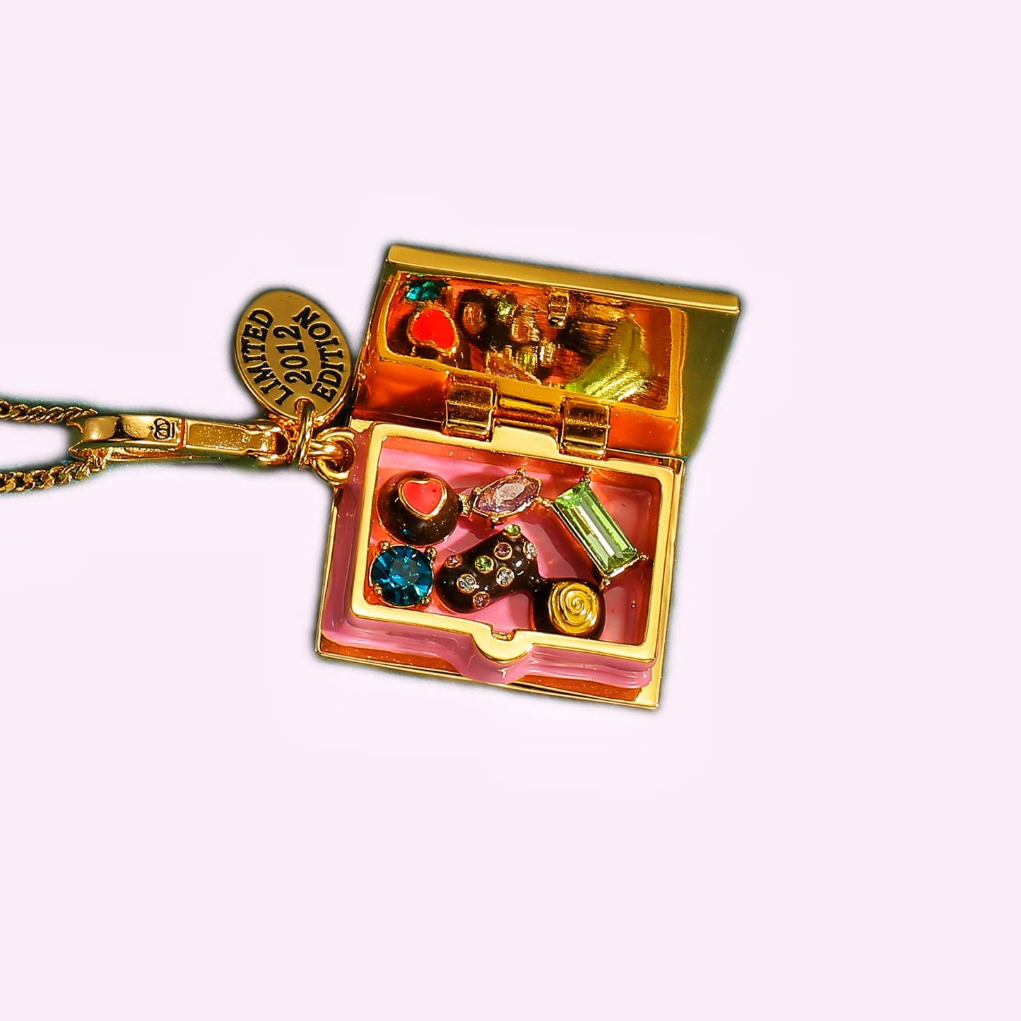 Chocolate Box Enamel Locket Necklace