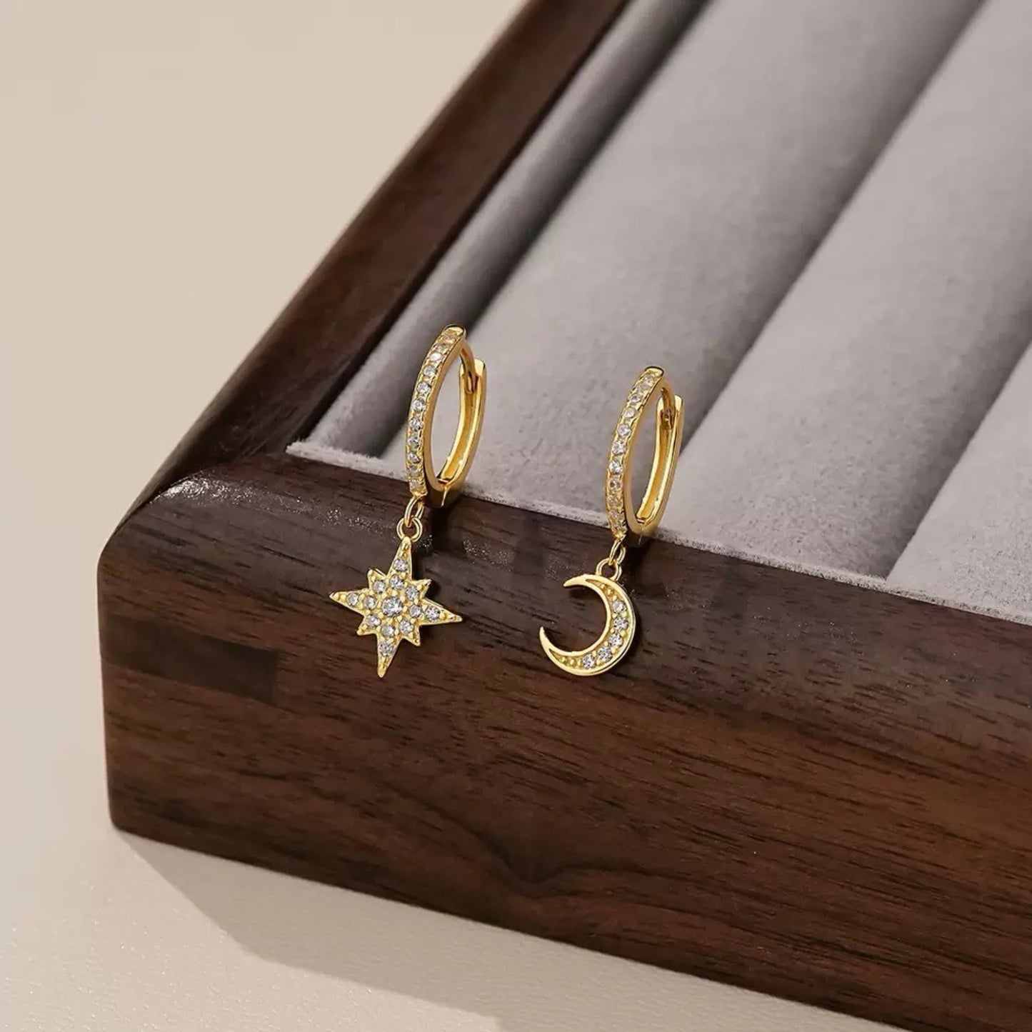 RareLucky Moonlight Star S925 Huggie Earrings