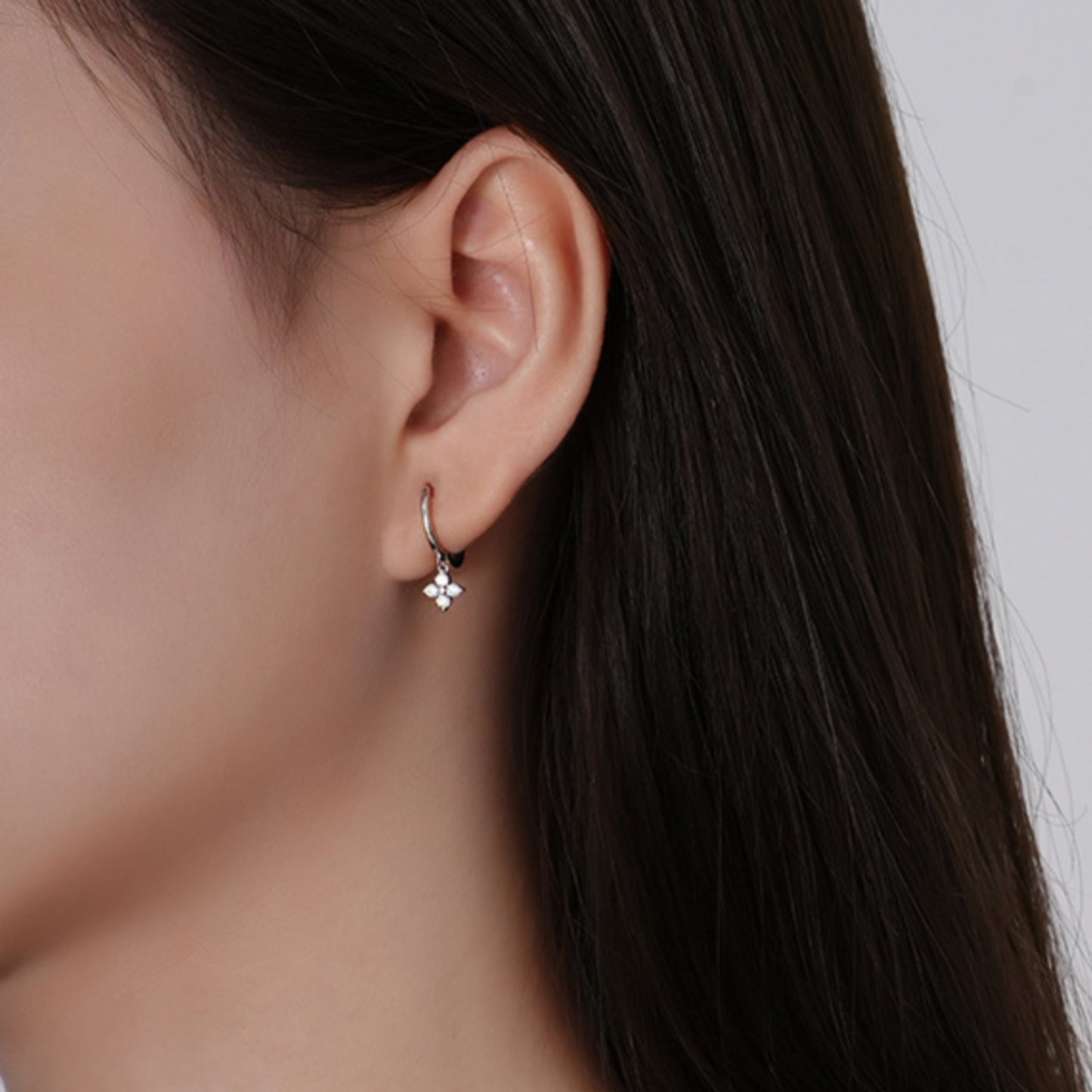 RareLucky Clover Spark S925 Huggie Earrings