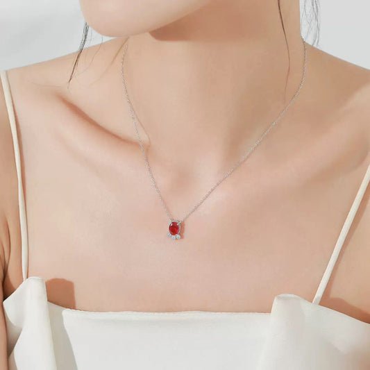 RareLucky Crimson Glow S925 Necklace & Studs Set