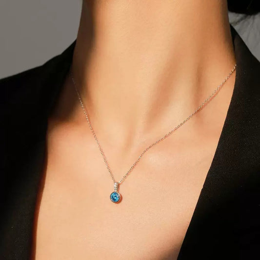 RareLucky Blue Orbit S925 Necklace & Hoops Set