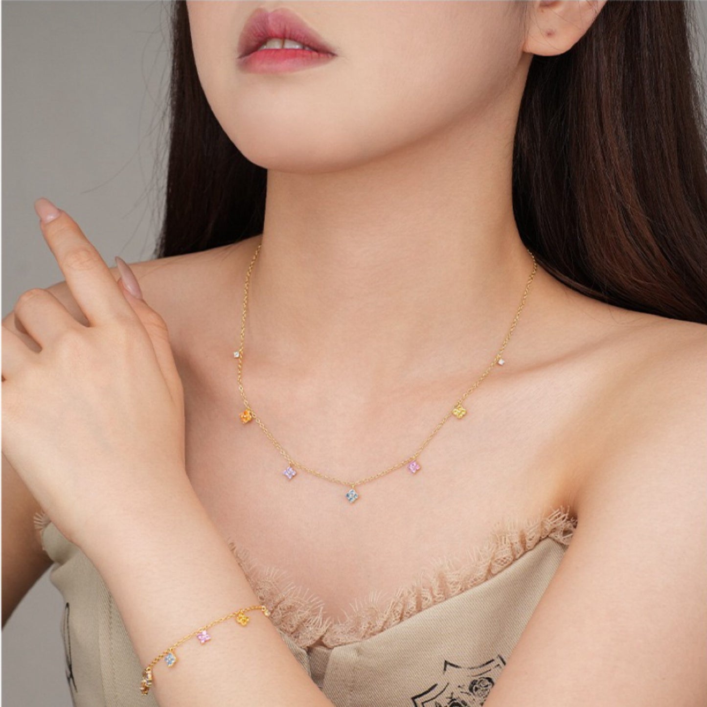 RareLucky Rainbow Clover S925 Jewelry Set