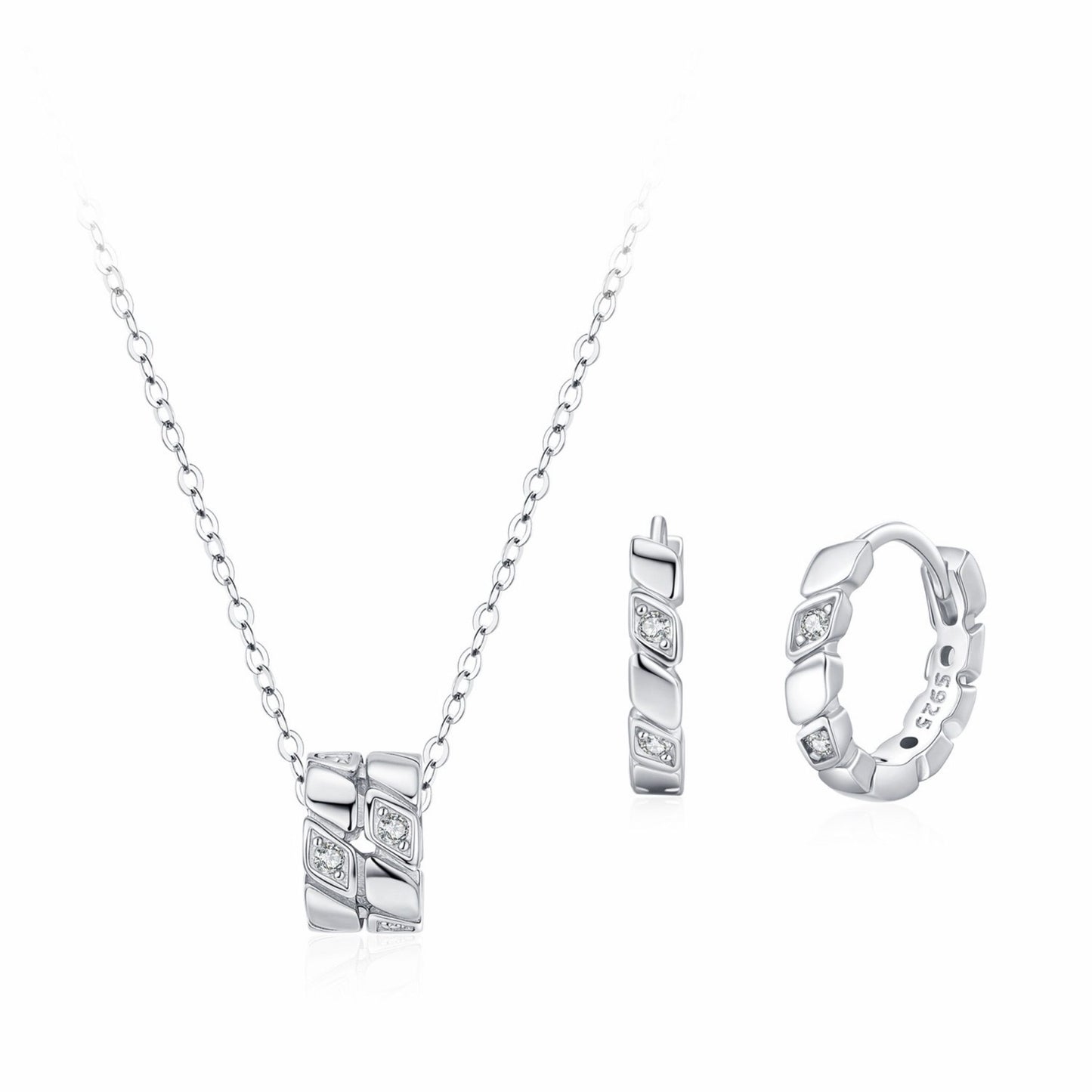RareLucky Geometric Zircon S925 Necklace & Earrings Set