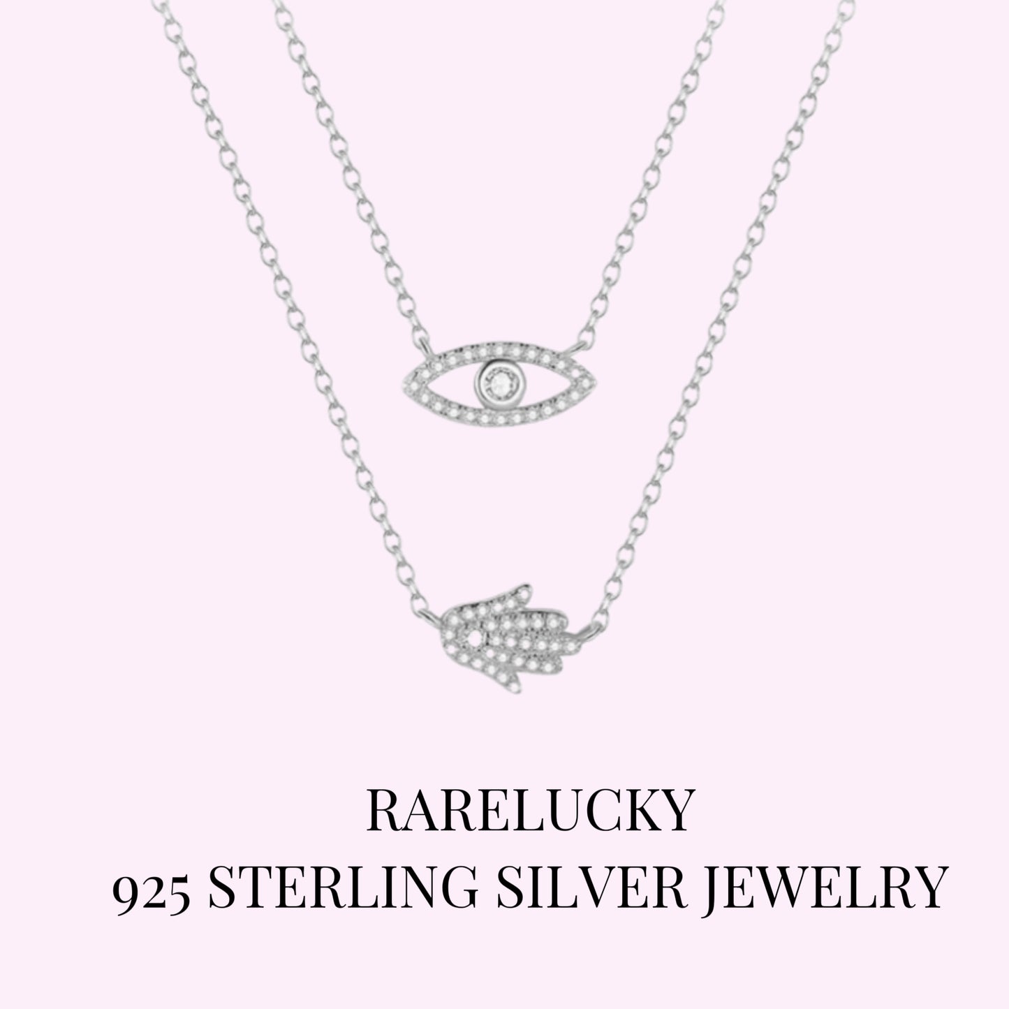 RareLucky Hamsa Eye S925 Layered Necklace