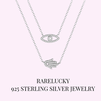 RareLucky Hamsa Eye S925 Layered Necklace