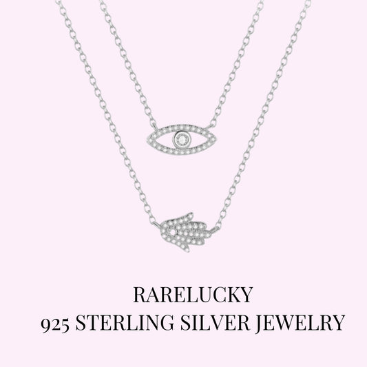RareLucky Hamsa Eye S925 Layered Necklace