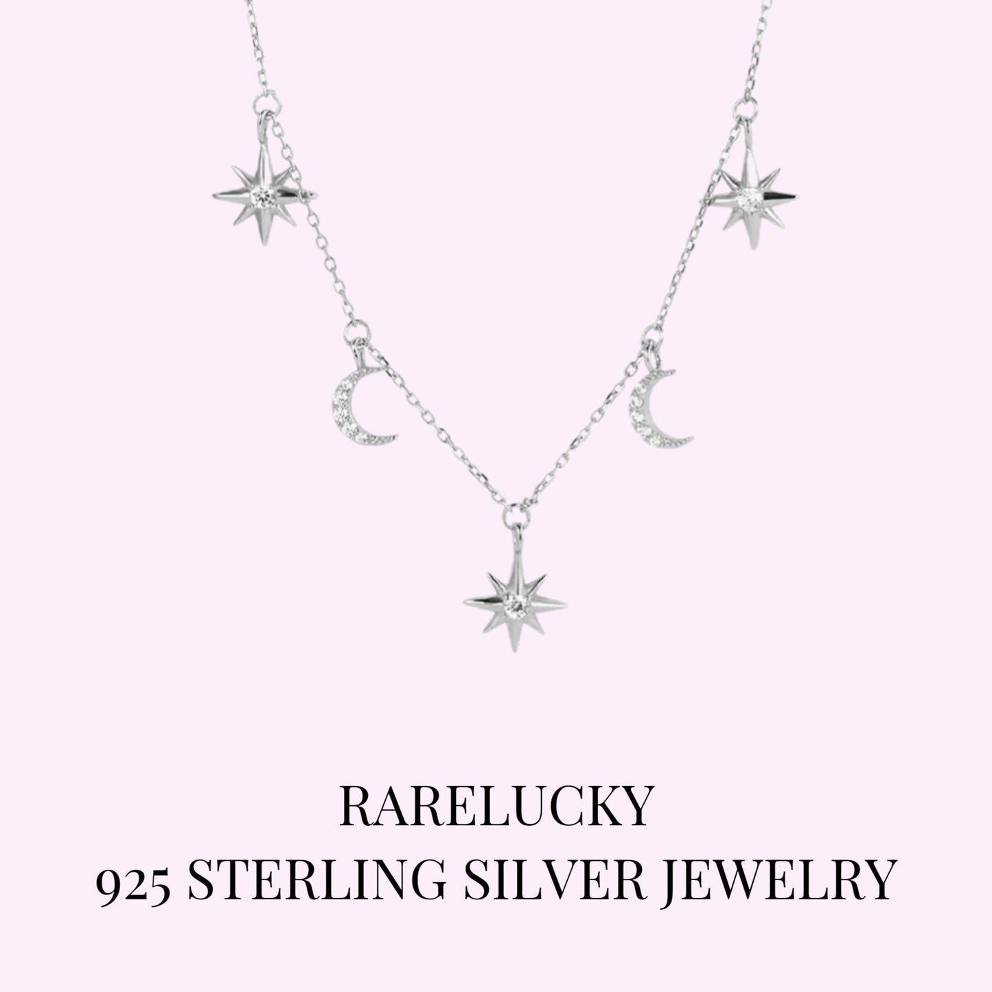 RareLucky Star Moon S925 Choker Necklace