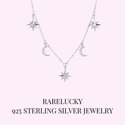 RareLucky Star Moon S925 Choker Necklace