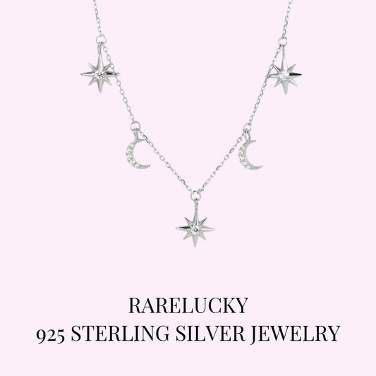 RareLucky Star Moon S925 Choker Necklace