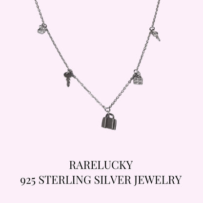 RareLucky Lock & Key Charm S925 Necklace