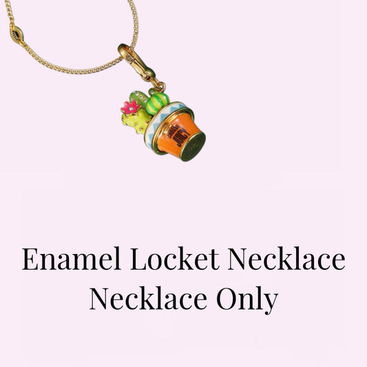 Cactus Pot Enamel Locket Necklace