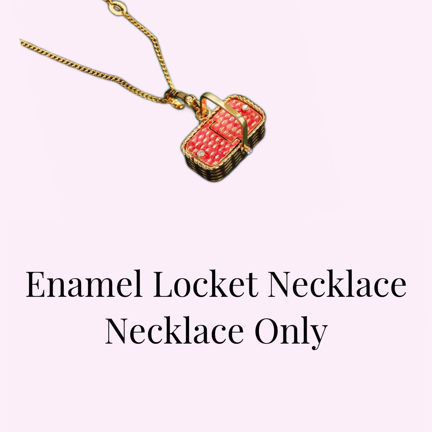 Picnic Basket Enamel Locket Necklace
