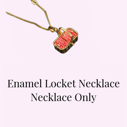 Picnic Basket Enamel Locket Necklace