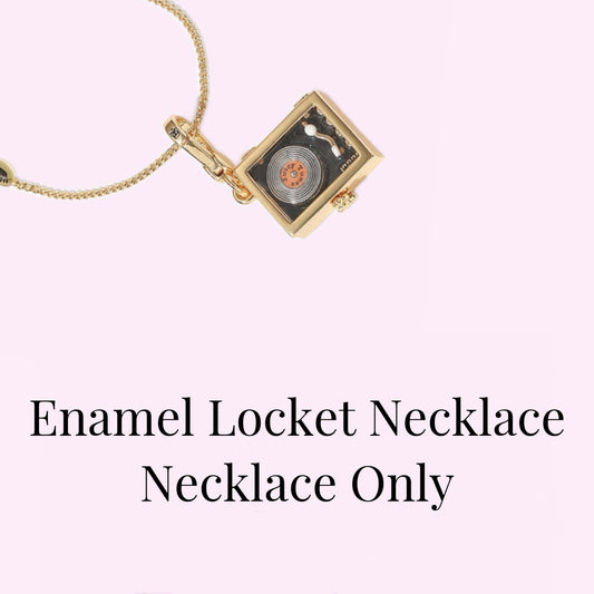 Vintage Record Player Enamel Locket Necklace