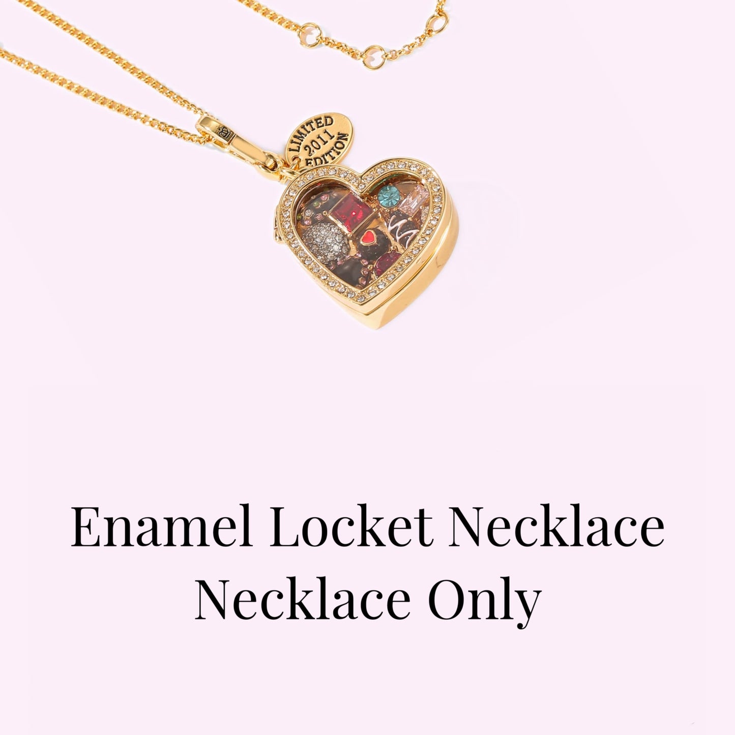 Chocolate Heart Enamel Locket Necklace