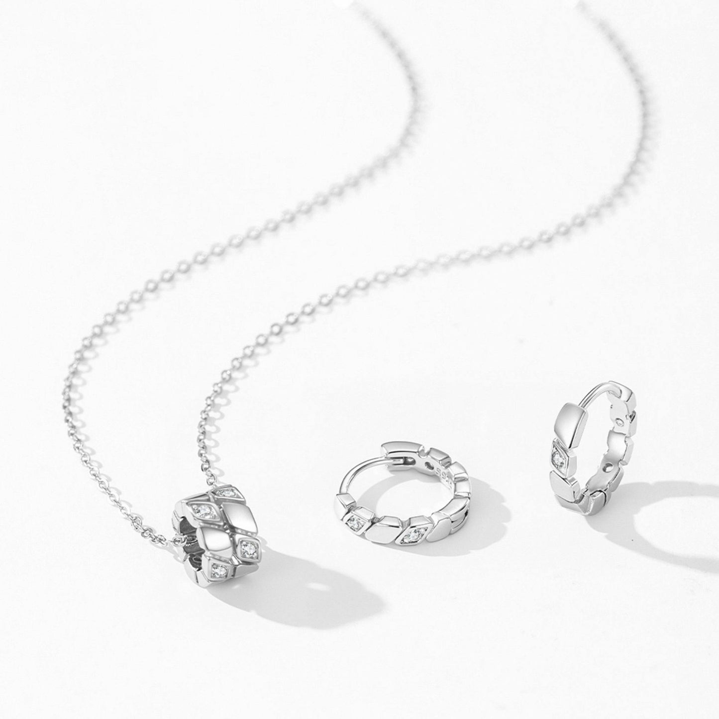 RareLucky Geometric Zircon S925 Necklace & Earrings Set