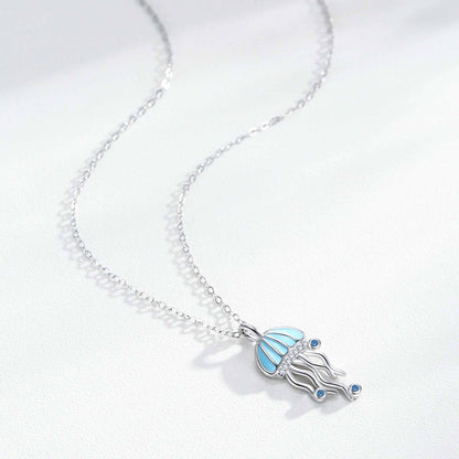 RareLucky Blue Jellyfish S925 Necklace