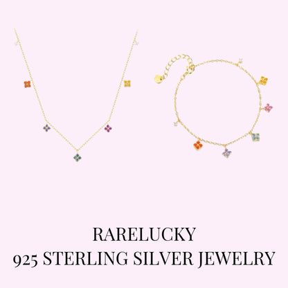 RareLucky Rainbow Clover S925 Jewelry Set