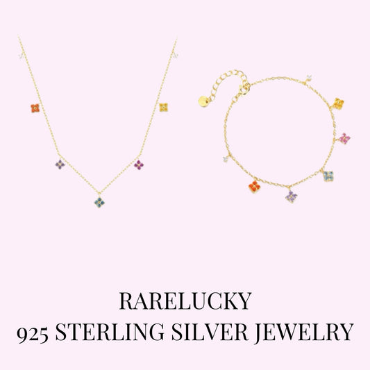 RareLucky Rainbow Clover S925 Jewelry Set