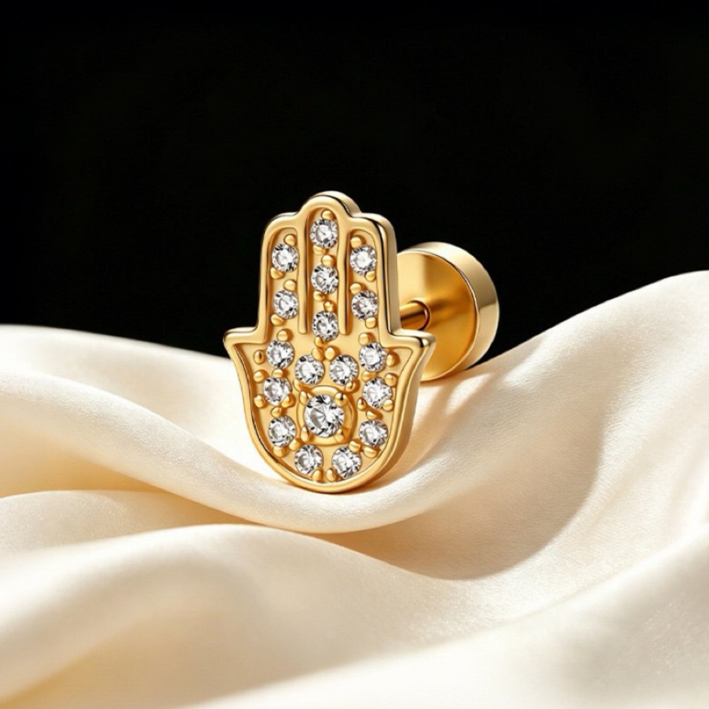 RareLucky Hamsa Hand S925 Stud Earrings