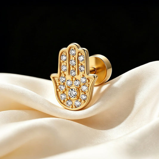 RareLucky Hamsa Hand S925 Stud Earrings