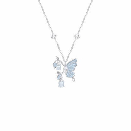 RareLucky Butterfly Lily of the Valley S925 Necklace & Bracelet Set
