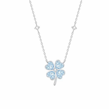 RareLucky Ice Blue Four-Leaf Clover S925 Necklace