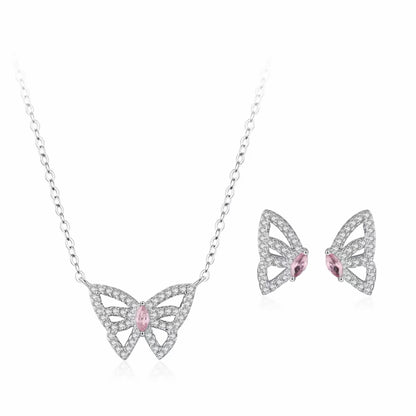 RareLucky Butterfly Glow S925 Necklace & Studs Set