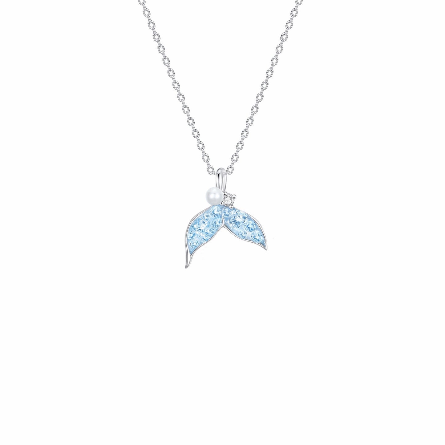 RareLucky Ice Blue Mermaid Tail S925 Necklace