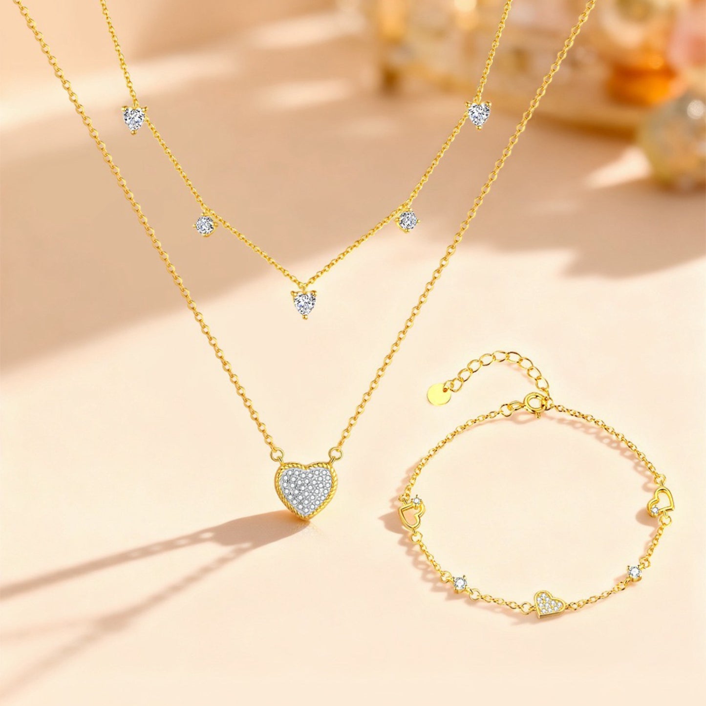 RareLucky Golden Heart S925 Jewelry