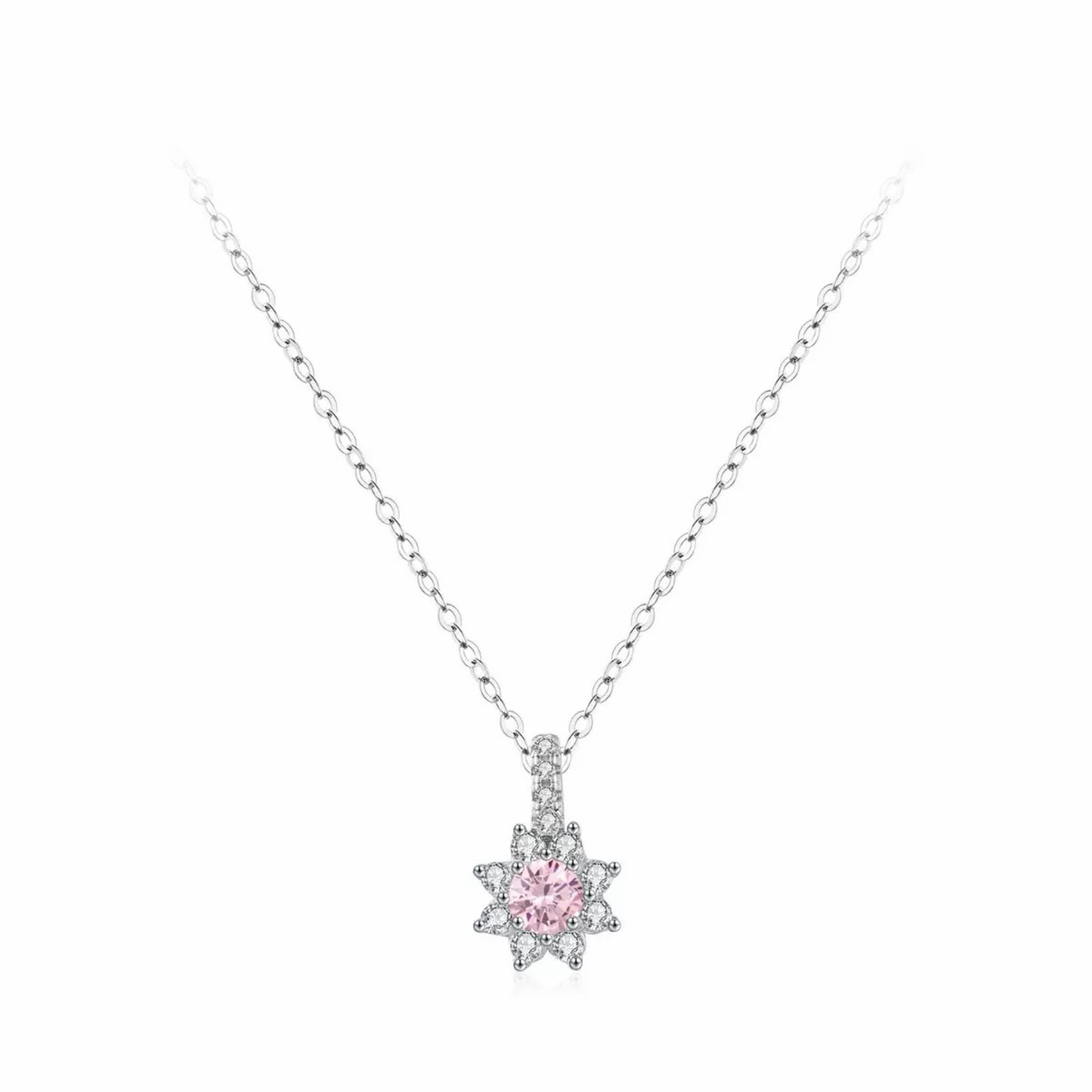 RareLucky Pink Snowflake S925 Jewelry Set