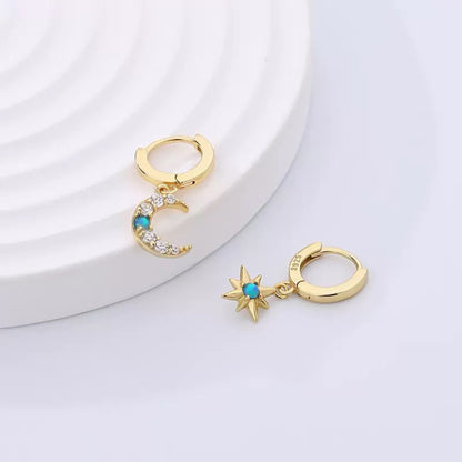 RareLucky Celestial Moon S925 Huggie Earrings