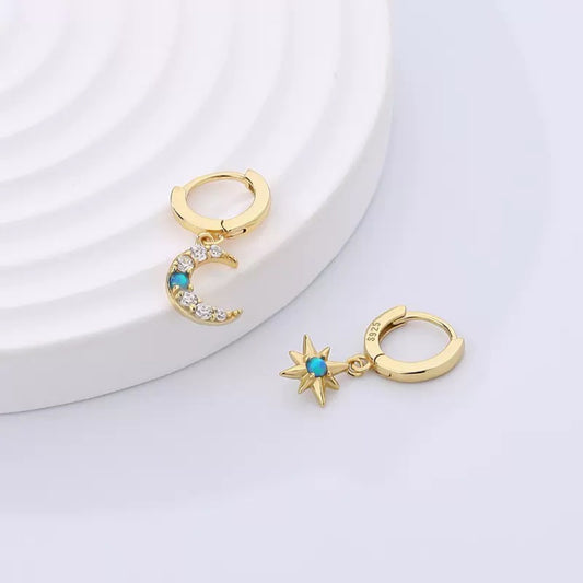 RareLucky Celestial Moon S925 Huggie Earrings