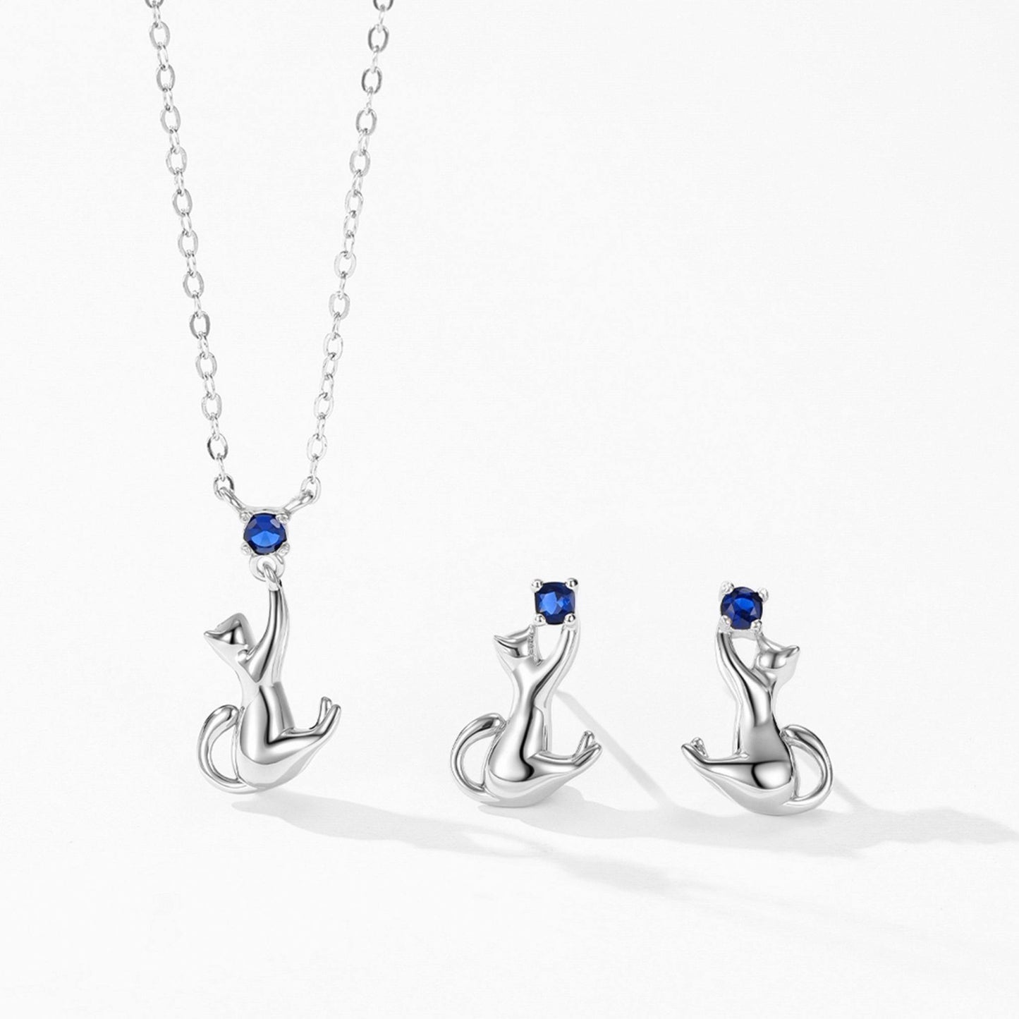 RareLucky Blue Cat S925 Jewelry Set
