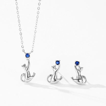 RareLucky Blue Cat S925 Jewelry Set