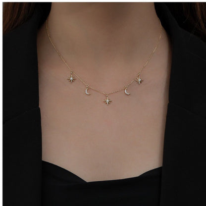 RareLucky Star Moon S925 Choker Necklace