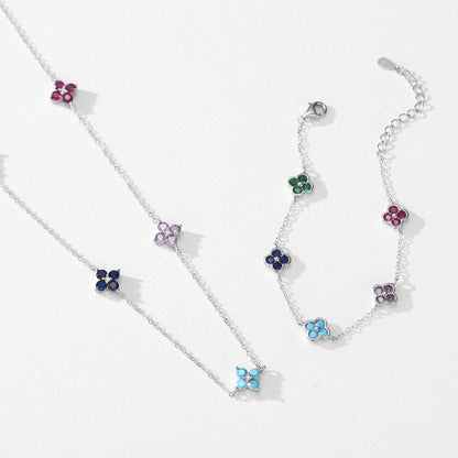 RareLucky Multicolor Clover S925 Necklace & Bracelet Set
